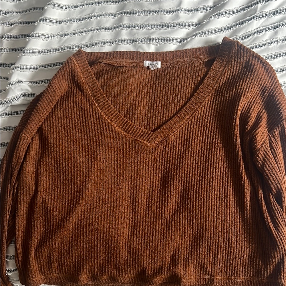 Women's Brown V-Neck Sweater